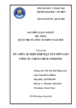 Tiểu luận "Tổ chức sự kiện họp mặt tân niên cho công ty Chem Chem Comsetic"