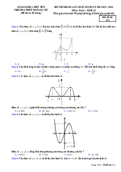 Đề khảo sát chất lượng Toán 12 năm 2019 – 2020 trường Ngô Gia Tự – Phú Yên