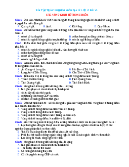 Trắc nghiệm Địa 12 bài 43 có đáp án: Các vùng kinh tế trọng điểm