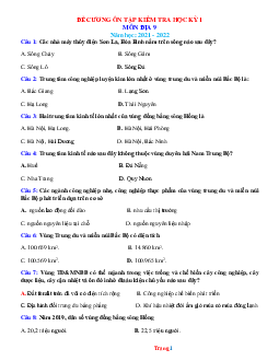 Đề cương ôn tập địa lí 9 học kỳ 1