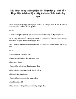 Giải Hoạt động trải nghiệm 10: Hoạt động 1 chủ đề 4 Chân Trời Sáng Tạo