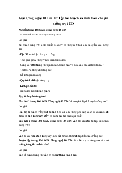 Giải Công nghệ 10 Bài 19: Lập kế hoạch và tính toán chi phí trồng trọt CD
