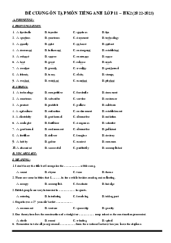Đề cương ôn tập học kỳ 2 môn tiếng Anh lớp 11 năm 2022 - 2023