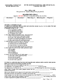 Đề thi chọn đội tuyện học sinh giỏi quốc gia môn Tiếng Anh TP Đà Nẵng năm học 2019-2020 (Vòng 2) (có đáp án)