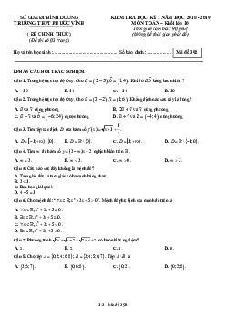 Đề kiểm tra học kỳ 1 Toán 10 năm 2018 – 2019 trường Phước Vĩnh – Bình Dương