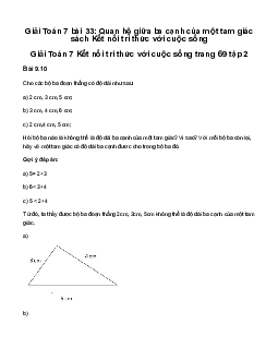 Giải Toán 7 Bài 33: Quan hệ giữa ba cạnh của một tam giác | Kết nối tri thức