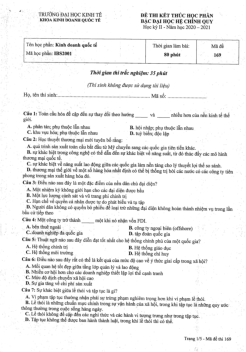 Đề thi Kết thúc học phần Kinh doanh quốc tế | Trường Đại học Kinh tế và Quản trị Kinh doanh, Đại học Thái Nguyên