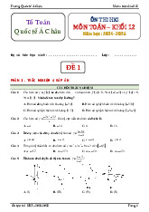 Đề ôn thi HK1 Toán 12 năm 2024 – 2025 trường Quốc tế Á Châu – TP HCM