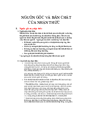 Nguồn gốc và bản chất của nhận thức| Đại học Kinh Tế Quốc Dân