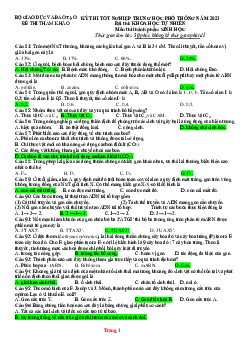 Lời Giải Chi Tiết Đề Minh Họa Môn Sinh 2023 Thi Tốt Nghiệp THPT