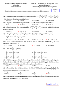 Đề thi cuối kỳ 2 Toán 12 năm 2023 – 2024 trường THPT Nguyễn Gia Thiều – Hà Nội