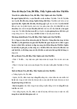 Tóm tắt Huyện Trìa, Đê Hầu, Thầy Nghêu mắc lỡm Thị Hến Ngữ Văn 10 sách Chân Trời Tri Thức