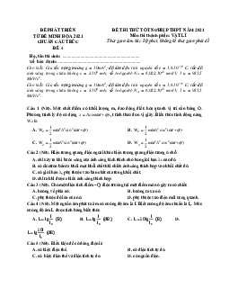 Đề thi thử THPT Quốc gia môn Vật Lí chuẩn cấu trúc đề minh họa 2021 - Đề 4 (có lời giải chi tiết)