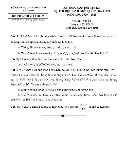 Đề chọn đội tuyển HSG Toán THPT năm 2020 – 2021 sở GD&ĐT Hà Tĩnh