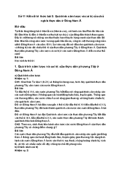 Sử 11 Kết nối tri thức bài 5: Quá trình xâm lược và cai trị của chủ nghĩa thực dân ở Đông Nam Á
