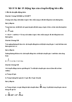 Giải Vật lí 10 Bài 31: Động học của chuyển động tròn đều | Kết Nối Tri Thức