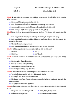 TOP 15 đề thi thử thpt quốc gia môn lịch sử năm 2019 (có đáp án)