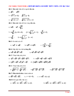 Các dạng toán 9 bài 6: Biến đổi đơn giản biểu thức chứa căn bậc hai (có đáp án và lời giải chi tiết)