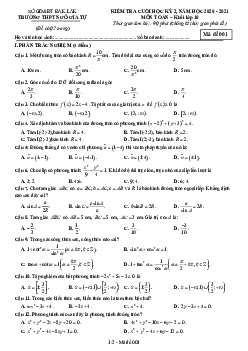 Đề thi cuối học kỳ 2 Toán 10 năm 2020 – 2021 trường THPT Ngô Gia Tự – Đắk Lắk