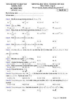 Đề thi học kỳ 2 Toán 12 năm học 2019 – 2020 sở GD&ĐT Quảng Nam