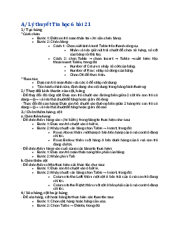 Lý thuyết và bài tập luyện tập Tin học 6 bài 21: Trình bày cô đọng bằng bảng | Chân trời sáng tạo
