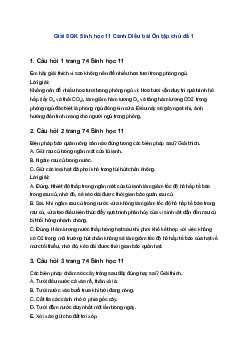 Giải SGK Sinh học 11 Cánh Diều bài Ôn tập chủ đề 1