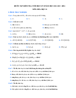 Đề thi học kì 2 lớp 10 môn Hóa học Kết nối tri thức năm 2023 - Đề 6