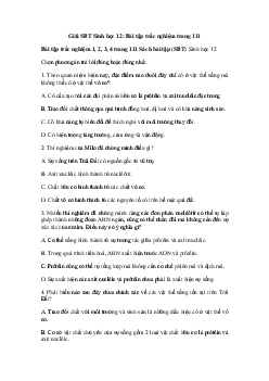 Giải SBT Sinh học 12: Bài tập trắc nghiệm trang 111