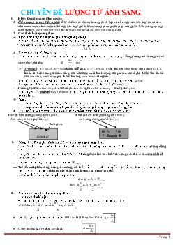 Chuyên đề lượng tử ánh sáng Lý 12 có đáp án