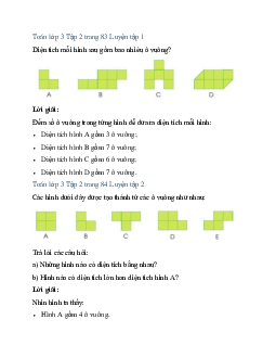 Giải SGK Toán lớp 3 trang 83, 84 Diện tích một hình | Cánh diều
