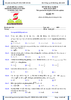 Đề kiểm tra năng lực giáo viên môn Toán năm 2018 – 2019 sở GD và ĐT Bắc Giang