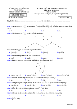 Đề thi thử THPT Quốc gia năm 2024 lần 1 môn Toán trường THPT Hà Trung, Thanh Hóa (có lời giải)
