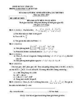 Đề giao lưu HSG Toán 8 năm 2016 – 2017 phòng GD&ĐT Vĩnh Lộc – Thanh Hóa
