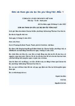 Viết đơn xin tham gia câu lạc bộ Em yêu tiếng Việt | Tập làm văn lớp 4