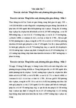 Tóm tắt văn bản Tổng kiểm soát phương tiện giao thông (2 mẫu) | Văn mẫu lớp 7 Cánh diều