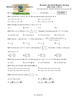 Đề khảo sát Toán 11 đầu năm học 2019 – 2020 trường Thuận Thành 1 – Bắc Ninh