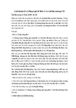 Giải Kinh tế và Pháp luật 10 Bài 4: Cơ chế thị trường CD