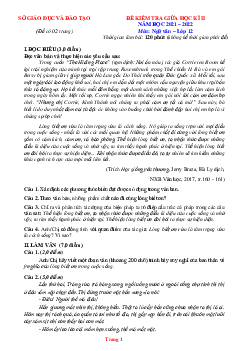 Đề thi giữa HK2 Ngữ Văn 12 năm 2022 (có đáp án) - Đề 3