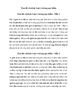 Văn mẫu lớp 8: Tóm tắt văn bản Loại vi trùng quý hiếm (2 mẫu) - Chân trời sáng tạo
