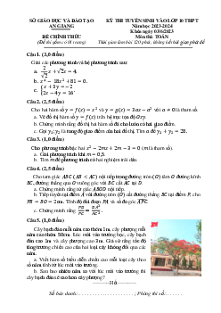 Đề tuyển sinh vào lớp 10 môn Toán năm 2023 – 2024 sở GD&ĐT An Giang
