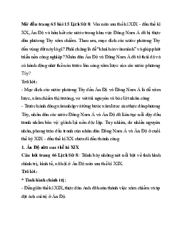 Giải SGK Lịch sử 8 bài 15: Ấn độ và Đông Nam Á từ nửa sau thế kỉ XIX đến đầu thế kỉ XX | Kết nối tri thức