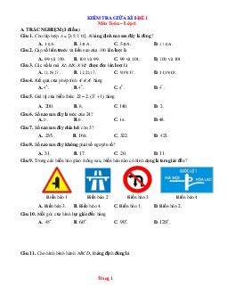 Bộ 3 đề thi giữa học kì 1 Toán 6 năm 2022-2023
