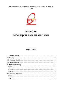 Bài báo cáo môn Kịch bản phân cảnh | Học viện Công nghệ Bưu chính Viễn thông