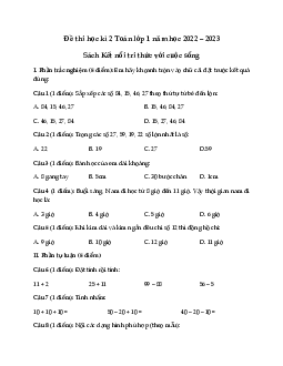 Đề thi học kì 2 lớp 1 năm 2022 - 2023 | Toán 1|  Kết nối tri thức với cuộc sống | đề 5