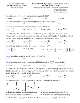 Đề cương ôn tập học kì 1 Toán 12 năm 2019 – 2020 trường Kim Liên – Hà Nội