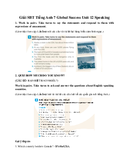 Giải SBT Tiếng Anh 7 Global Success Unit 12 Speaking