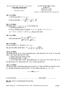 Đề thi tuyển sinh lớp 10 năm học 2017 – 2018 môn Toán trường TH Cao Nguyên – Đắk Lắk