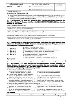 Đề thi chọn học sinh giỏi lớp 12 THPT lớp 12 cấp tỉnh năm 2021