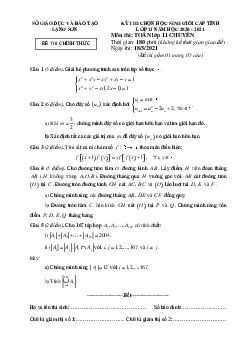 Đề học sinh giỏi cấp tỉnh Toán 11 chuyên năm 2020 – 2021 sở GD&ĐT Lạng Sơn