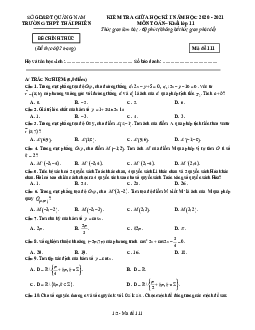 Đề thi giữa HK1 Toán 11 năm 2020 – 2021 trường THPT Nguyễn Thái Bình – Quảng Nam